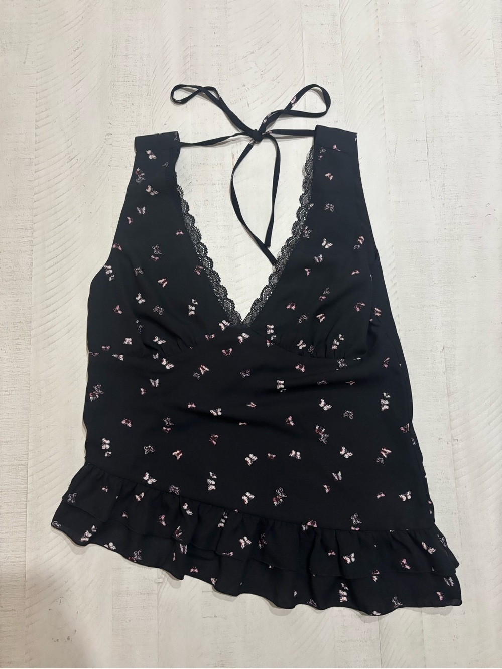 wild fable Black Floral Lace-Trim blouse